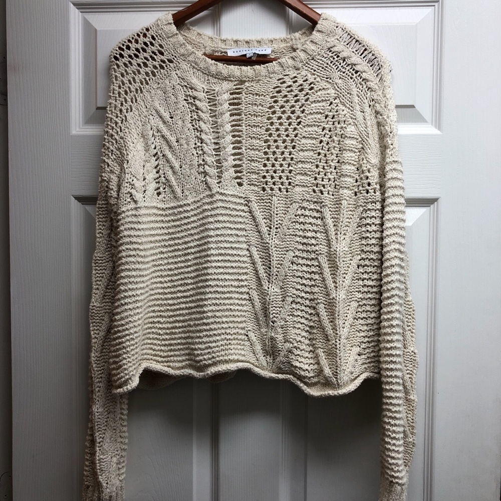Endless Rose Small Cream Open-Knit Pullover Sweater
